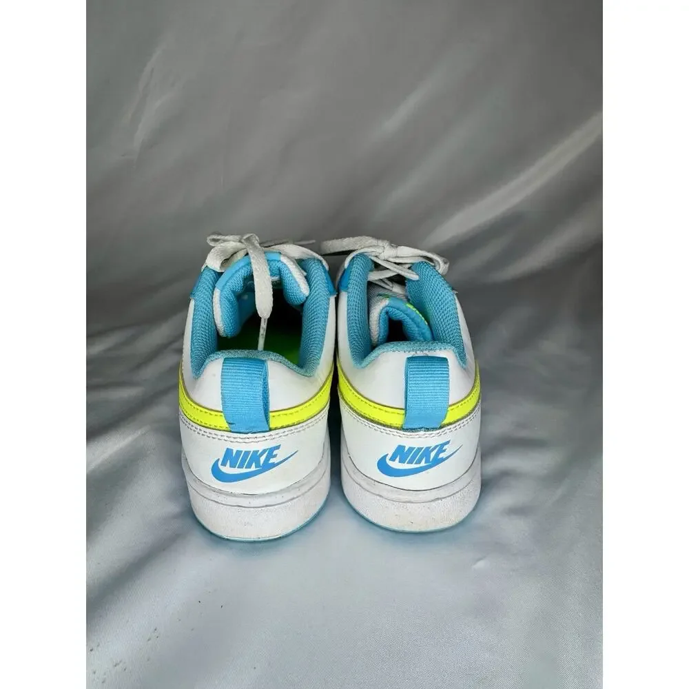 Nike Court Borough Low 2 GS 6.5 White Baltic Blue Volt Sneaker BQ5448-122